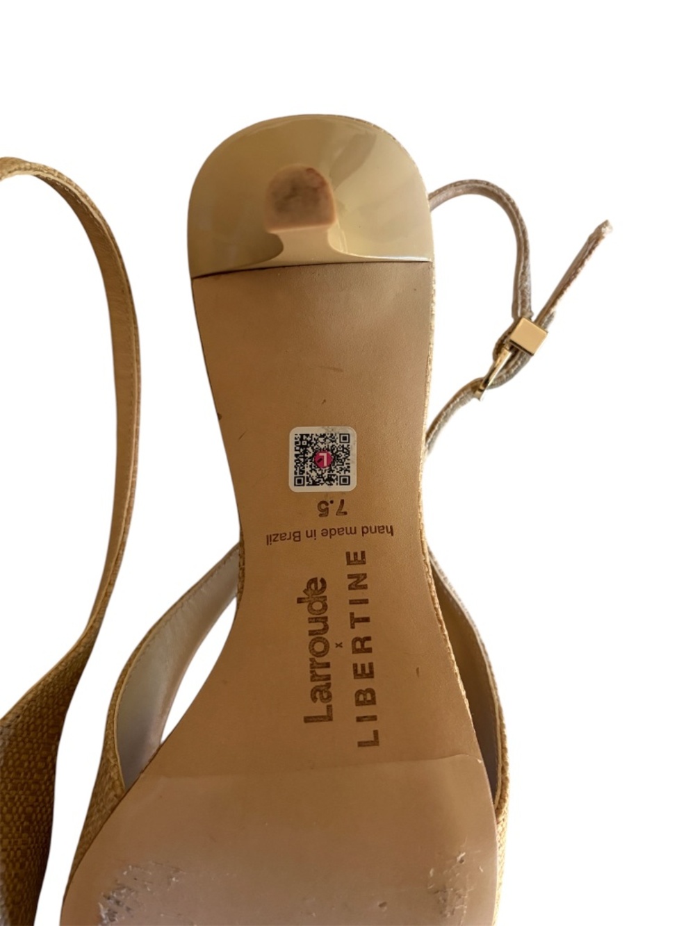 Larroude x Libertine Eye Pump Beige Rafia Kitten Heel Sandal - Picture 8 of 10